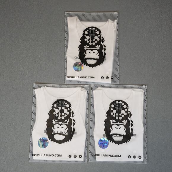 Gorilla Mind Gorilla Mode Small White Bodybuilding Tank Top Women/Men Lot Of 3 - Picture 1 of 6